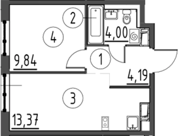 Купить однокомнатную квартиру в ЖК Квартал Торики в Ленинградской области. Вариант № 6712477, 0, площадь -  квм, цена 6298400 рублей