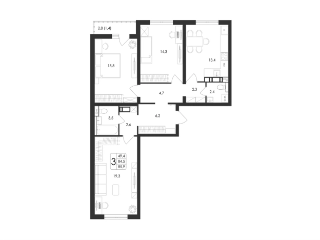 Купить трехкомнатную квартиру в Воронеже. Вариант № 2656872, 0, площадь -  квм, цена 11831952 рублей