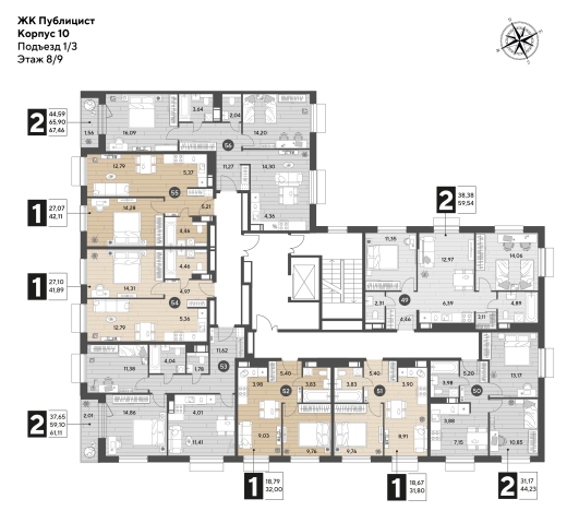 Купить квартиру в ЖК Публицист в Пушкине. Вариант № 3860762, 1, площадь -  квм, цена 6849720 рублей