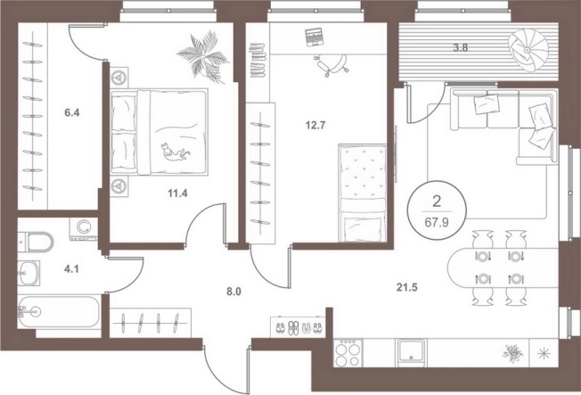 Купить двухкомнатную квартиру в новостройках в районе Октябрьский в Пензе. Вариант № 4006502, 0, площадь -  квм, цена 6518400 рублей