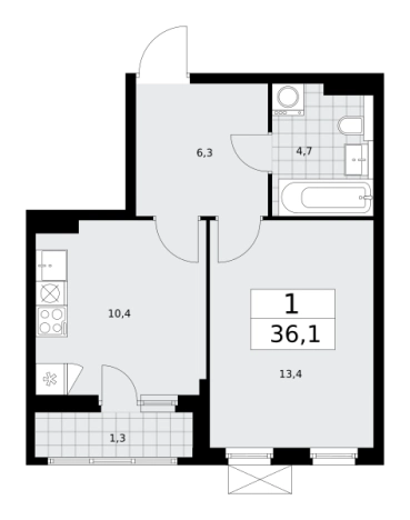 Купить однокомнатную квартиру в ЖК Бунинские кварталы в Москве. Вариант № 489815, 0, площадь -  квм, цена 13104661 рублей