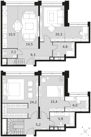 Купить многокомнатную квартиру в ЖК Sydney City в Москве. Вариант № 110389, 0, площадь -  квм, цена 122963460 рублей