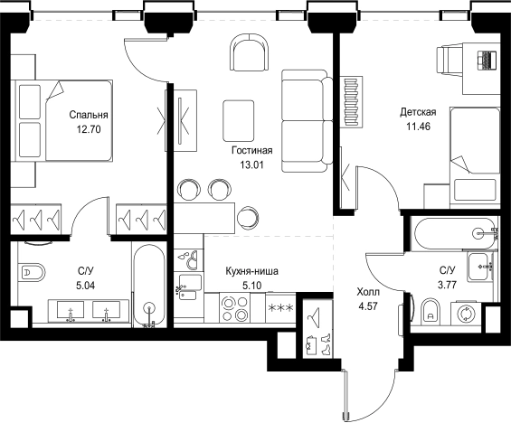 Купить двухкомнатную квартиру в новостройках у метро Давыдково в Москве. Вариант № 10349927, 0, площадь -  квм, цена 32349345 рублей