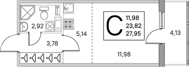 Купить Студию в новостройках у метро Проспект Ветеранов в Санкт-Петербурге. Вариант № 6866153, 0, площадь -  квм, цена 5752530 рублей