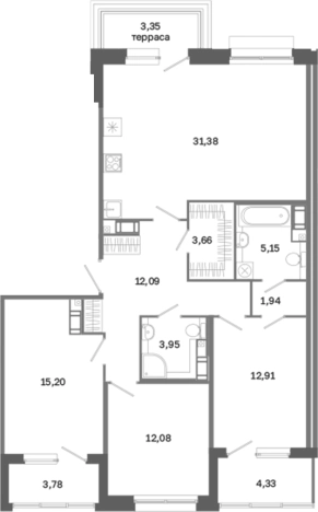 Купить многокомнатную квартиру у метро Обводный Канал в Санкт-Петербурге. Вариант № 6260451, 0, площадь -  квм, цена 41439068 рублей