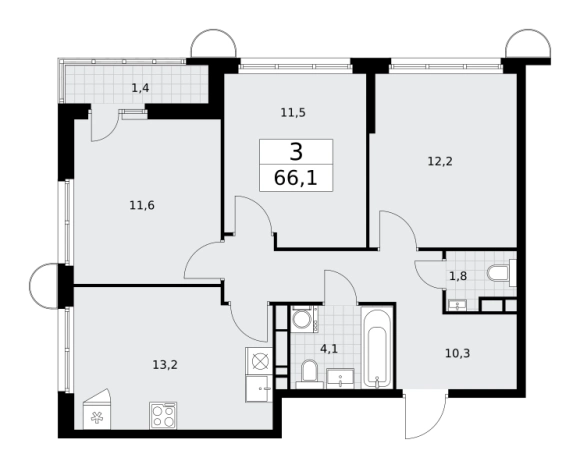 Купить трехкомнатную квартиру у метро Аэропорт Внуково в Москве. Вариант № 2207019, 0, площадь - квм, цена 21610073 рублей