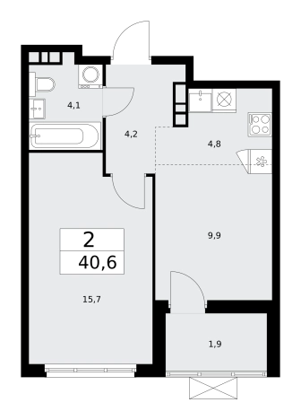 Купить двухкомнатную квартиру в ЖК Бунинские кварталы в Москве. Вариант № 834269, 0, площадь -  квм, цена 15546146 рублей