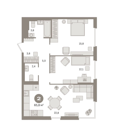 Купить двухкомнатную квартиру в ЖК Квартал Герцена в Москве. Вариант № 127561, 0, площадь -  квм, цена 19140000 рублей