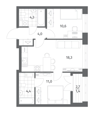 Купить трехкомнатную квартиру в ЖК NEWПИТЕР в Ленинградской области. Вариант № 5258708, 0, площадь -  квм, цена 9641000 рублей