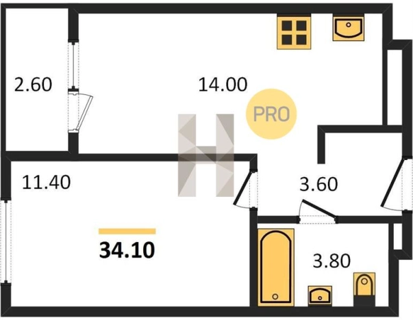 Купить однокомнатную квартиру в ЖК Настроение в Ижевске. Вариант № 70185, 0, площадь -  квм, цена 2937033 рублей