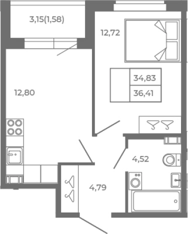 Купить однокомнатную квартиру в новостройках в Сертолове. Вариант № 6962815, 0, площадь -  квм, цена 7718920 рублей
