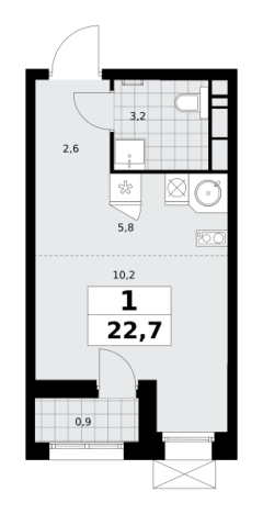 Купить однокомнатную квартиру в новостройках у метро Бунинская аллея в Москве. Вариант № 836131, 0, площадь -  квм, цена 10271523 рублей
