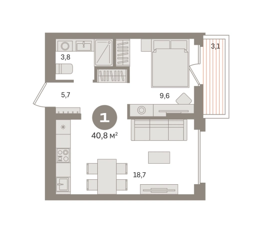 . Вариант № 8498054, 0, площадь - 40.74 квм, цена 8170000 рублей