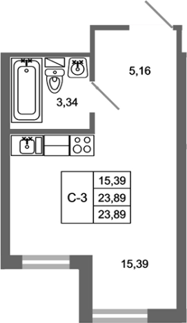 Купить Студию в новостройках у метро Девяткино в Ленинградской области. Вариант № 7790945, 0, площадь -  квм, цена 3846290 рублей
