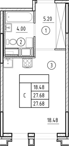 Купить Студию в ЖК Ассамблея в Санкт-Петербурге. Вариант № 6231328, 0, площадь -  квм, цена 11960528 рублей
