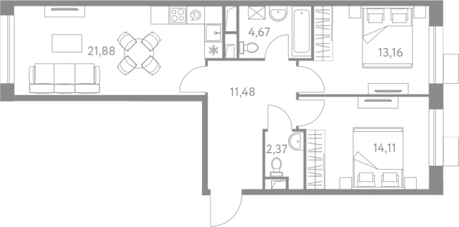 Купить трехкомнатную квартиру у метро Каширская в Москве. Вариант № 74221, 0, площадь -  квм, цена 21141075 рублей