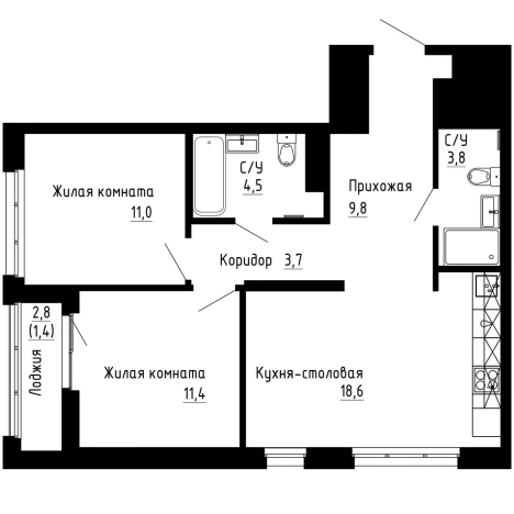 Купить двухкомнатную квартиру в ЖК "7Я" в Владивостоке. Вариант № 9769213, 0, площадь -  квм, цена 15677640 рублей
