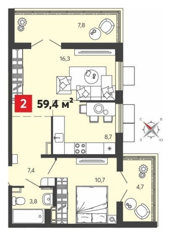 Купить двухкомнатную квартиру в ЖК Жилой комплекс "Радужные дворы" в Пензенской области. Вариант № 149873, 0, площадь -  квм, цена 6035040 рублей