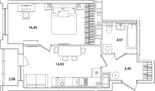 Купить однокомнатную квартиру в новостройках у метро Проспект Просвещения в Санкт-Петербурге. Вариант № 8163101, 0, площадь -  квм, цена 10190760 рублей