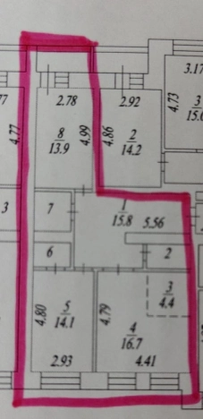 Купить трехкомнатную квартиру в ЦАО в Новосибирске. Вариант № 20186, 28, площадь -  квм, цена 7100000 рублей