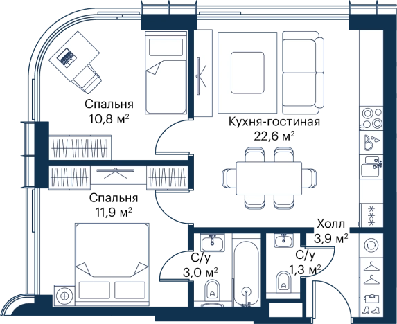 Купить двухкомнатную квартиру в новостройках в ЖК City Bay в Москве. Вариант № 149175, 0, площадь -  квм, цена 25973016 рублей