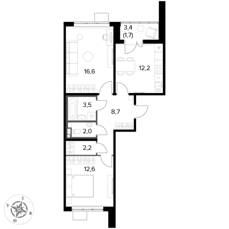 Купить двухкомнатную квартиру у метро Домодедовская в Видном. Вариант № 9904990, 0, площадь -  квм, цена 16880150 рублей