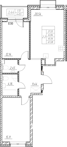 Купить трехкомнатную квартиру в ЖК RESPECT в Санкт-Петербурге. Вариант № 6056521, 0, площадь -  квм, цена 21620918 рублей