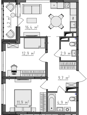Купить квартиру в новостройках в ЖК Квартал Новаторов в Владимире. Вариант № 130326, 0, площадь -  квм, цена 6870400 рублей