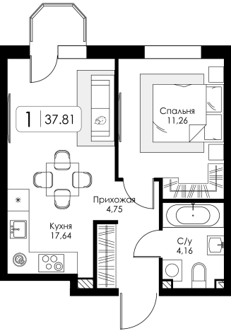 Купить двухкомнатную квартиру у метро Девяткино в Ленинградской области. Вариант № 6250851, 0, площадь -  квм, цена 6093082 рублей