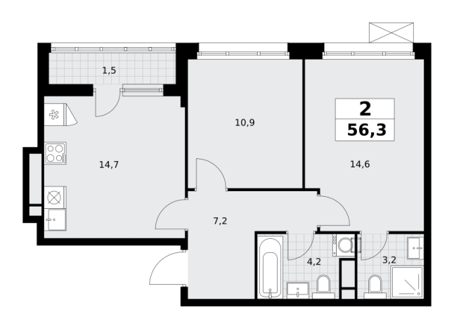 Купить двухкомнатную квартиру у метро Аэропорт Внуково в Москве. Вариант № 1341859, 0, площадь -  квм, цена 15423948 рублей