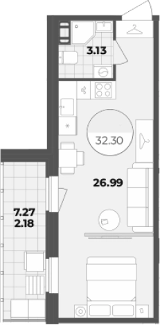 . Вариант № 6855547, 0, площадь - 30.12 квм, цена 12616380 рублей