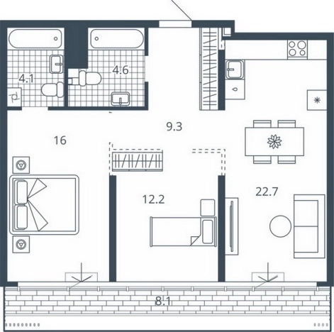 Купить двухкомнатную квартиру в ЖК Жилой комплекс "Scala city" в Пензе. Вариант № 9678459, 0, площадь -  квм, цена 9794400 рублей