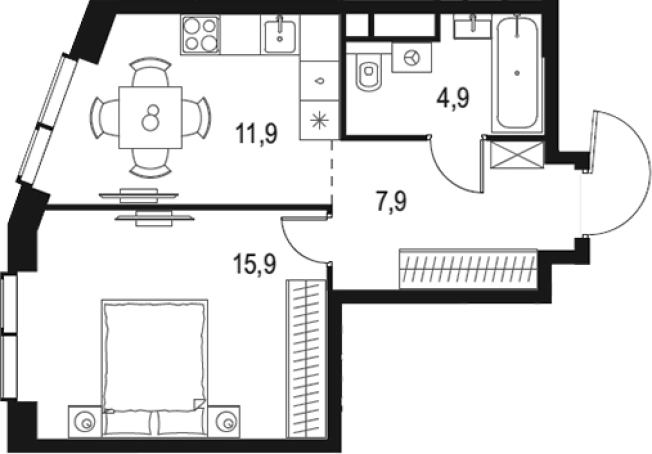 . Вариант № 202647, 0, площадь - 40.6 квм, цена 18034606 рублей