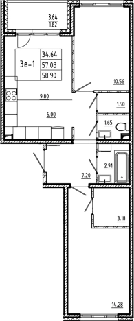 Купить трехкомнатную квартиру в ЖК ЛесART в Ленинградской области. Вариант № 6854921, 0, площадь -  квм, цена 11902159 рублей