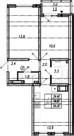 Купить трехкомнатную квартиру в новостройках на улице Центральная в Ленинградской области. Вариант № 9635487, 0, площадь -  квм, цена 8268716 рублей