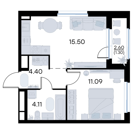 . Вариант № 7707526, 0, площадь - 36.4 квм, цена 5949999 рублей