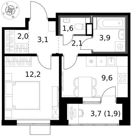 Купить однокомнатную квартиру в Микрорайоне Клязьма-Старбеево, Химки в Химках. Вариант № 9711713, 0, площадь -  квм, цена 9107280 рублей