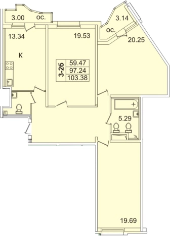 Купить трехкомнатную квартиру на вторичке на улице проспект Авиаторов Балтики в Мурине. Вариант № 4034058, 0, площадь -  квм, цена 18575908 рублей