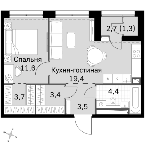 Купить однокомнатную квартиру в новостройках в СЗАО в Москве. Вариант № 9497054, 0, площадь -  квм, цена 24690600 рублей
