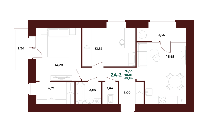 Купить двухкомнатную квартиру в новостройках в ЖК Жилой комплекс "Арбери" в Пензе. Вариант № 418621, 0, площадь -  квм, цена 8181960 рублей