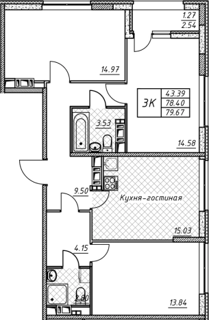 . Вариант № 8927631, 0, площадь - 78.4 квм, цена 19465729 рублей