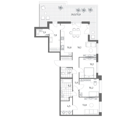 Купить многокомнатную квартиру в новостройках в ЖК Парусная 1 в Санкт-Петербурге. Вариант № 7265994, 0, площадь -  квм, цена 45404000 рублей