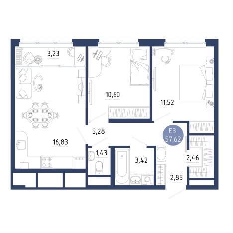Купить двухкомнатную квартиру на улице проезд Бульвар Оптимистов в Рязанской области. Вариант № 7703472, 0, площадь -  квм, цена 6797431 рублей
