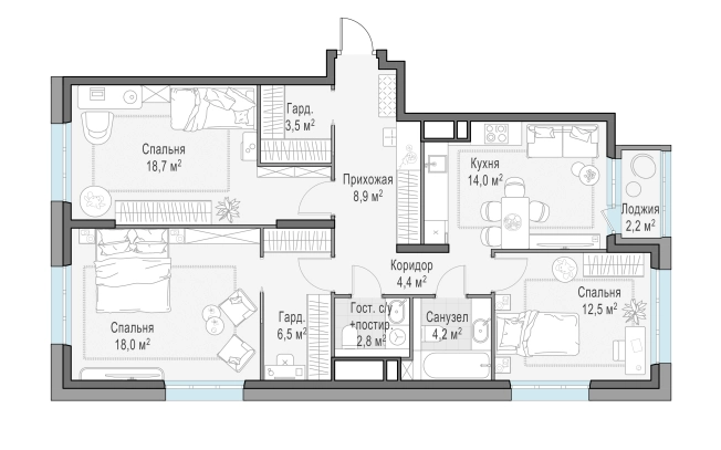 Купить трехкомнатную квартиру у метро Пыхтино в Одинцове. Вариант № 134012, 0, площадь -  квм, цена 17760000 рублей