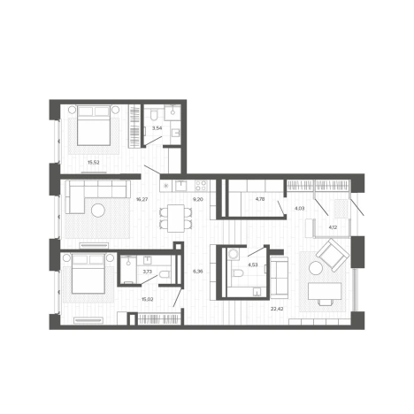 Купить четырехкомнатную квартиру на улице Сибирский проспект в Барнауле. Вариант № 2520976, 0, площадь -  квм, цена 20713000 рублей