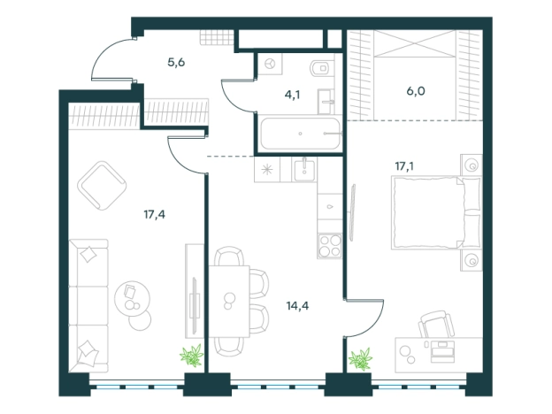 Купить двухкомнатную квартиру в новостройках в районе Печатники в Москве. Вариант № 149702, 0, площадь - квм, цена 31471155 рублей