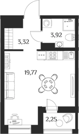 Купить Студию в ЖК Аквилон Leaves в Санкт-Петербурге. Вариант № 6216959, 0, площадь -  квм, цена 9981543 рублей