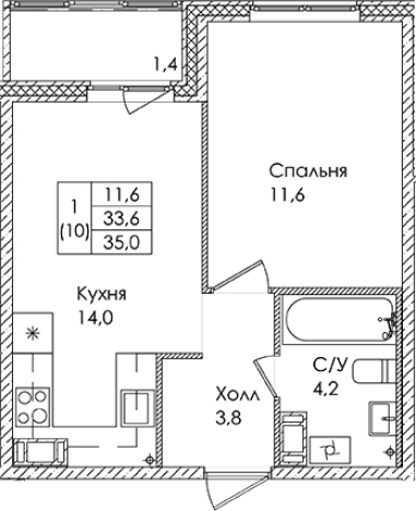Купить однокомнатную квартиру в ЖК Ермак в Ленинградской области. Вариант № 6609317, 0, площадь -  квм, цена 5015000 рублей