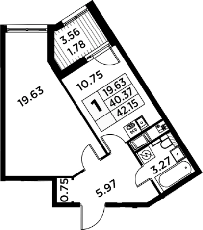 Купить однокомнатную квартиру на вторичке в ЖК GloraX City Zanevsky в Санкт-Петербурге. Вариант № 74173, 0, площадь -  квм, цена 14629999 рублей