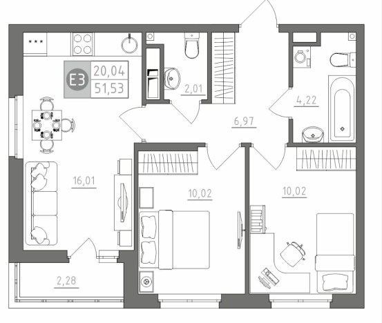 Купить квартиру в новостройках в Тульской области. Вариант № 78065, 0, площадь -  квм, цена 5409104 рублей